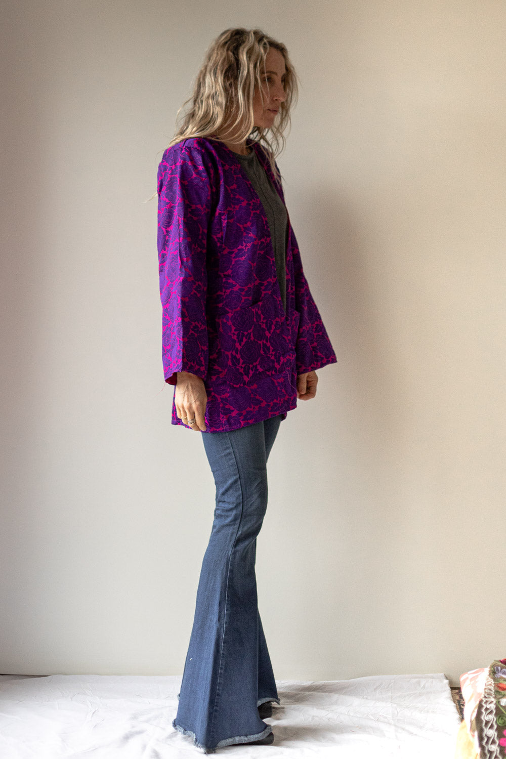 Purple kimono jacket hotsell